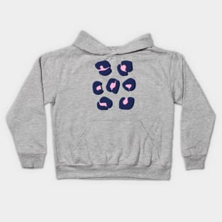 Large, Navy Blue and Pink, Leopard Spots Pack on Grey Kids Hoodie